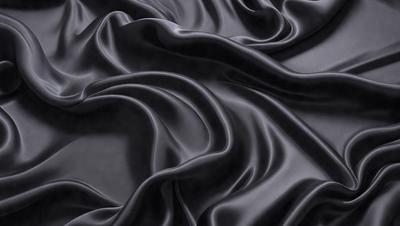 The primary subject of the image is a close-up of a black fabric, possibly a piece of clothing or a curtain. The setting is a dark background, which emphasizes the fabric's texture and color. The visual style is a close-up, which allows the viewer to appreciate the details of the fabric. The colors and mood of the image are predominantly dark, with the black fabric being the main focus.