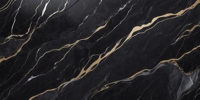 The primary subject of the image is a marble countertop with a gold pattern. The setting is a kitchen, and the visual style is a close-up of the marble countertop. The dominant colors are black and gold, creating a luxurious and elegant atmosphere.