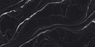 The primary subject of the image is a black marble countertop. The setting is a kitchen, with the countertop being the main focus of the scene. The visual style is a close-up of the marble countertop, showcasing its texture and pattern. The colors and mood of the image are predominantly dark, with the black marble countertop being the main source of contrast.