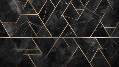 The primary subject of the image is a black and gold marble pattern. The setting is a black and gold marble wall, which serves as the background. The visual style is a close-up of the marble pattern, showcasing the intricate details of the design. The colors and mood of the image are predominantly black and gold, giving it a luxurious and elegant appearance.