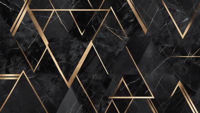 The primary subject of the image is a black and gold marble pattern. The setting is a black and gold marble wall, which serves as the background. The visual style is a combination of digital art and illustration, creating a unique and intricate design. The dominant colors are black and gold, giving the image a luxurious and elegant appearance.