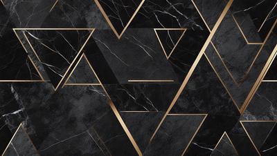 The primary subject of the image is a black and gold marble pattern. The setting is a black and gold marble wall, which serves as the background. The visual style is a combination of a photo and digital art, creating a unique and intricate design. The colors and mood of the image are predominantly black and gold, giving it a luxurious and elegant appearance.