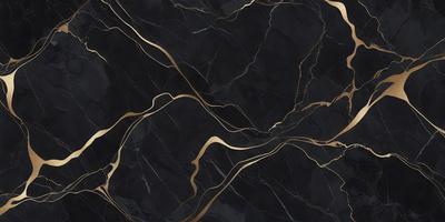The primary subject of the image is a marble countertop with a gold-colored design. The setting is a kitchen, and the visual style is a close-up of the countertop. The colors and mood of the image are predominantly black and gold, giving it a luxurious and elegant appearance.