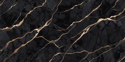 The primary subject of the image is a black and gold marble tile. The setting is a black and gold marble wall, which serves as the background. The visual style is a close-up of the marble tile, showcasing its intricate patterns and textures. The colors and mood of the image are predominantly black and gold, creating a luxurious and elegant atmosphere.