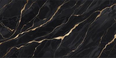 The primary subject of the image is a marble countertop with a gold-colored design. The setting is a kitchen, and the visual style is a close-up of the marble countertop. The colors and mood of the image are predominantly black and gold, giving it a luxurious and elegant appearance.