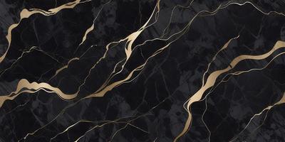 The primary subject of the image is a black and gold marble pattern. The setting is a black background, and the visual style appears to be a photo. The dominant colors are black and gold, creating a luxurious and elegant atmosphere.