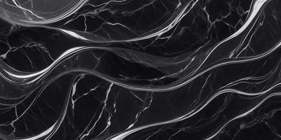 The primary subject of the image is a black and white marble pattern. The setting is a black background, which contrasts with the marble pattern. The visual style is a close-up of the marble pattern, showcasing its intricate details. The colors and mood of the image are predominantly black and white, giving it a classic and elegant appearance.