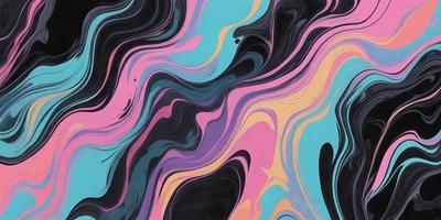 The primary subject of the image is a colorful, abstract painting featuring a mix of pink, blue, and yellow colors. The painting is displayed on a wall, creating a vibrant and lively atmosphere. The visual style of the painting suggests that it is a digital art or illustration, rather than a photo or traditional painting. The colors and mood of the painting evoke a sense of creativity and energy, making it an eye-catching and engaging piece of art.