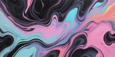The primary subject of the image is a close-up of a colorful, swirling pattern. The setting is a black and pink background, which adds to the visual style. The colors and mood of the image are vibrant and energetic, with the pink and black colors creating a striking contrast. The overall atmosphere of the image is dynamic and engaging, capturing the viewer's attention with its intricate and captivating design.