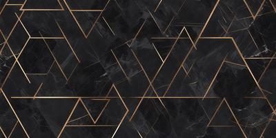 The primary subject of the image is a black and gold patterned marble wallpaper. The setting is a black and gold marble wall, which serves as the background. The visual style is a combination of a photo and digital art, creating a unique and intricate design. The dominant colors are black and gold, giving the wallpaper a luxurious and elegant appearance.