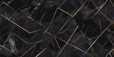 The primary subject of the image is a black and gold marble pattern. The setting is a black and gold marble surface, which serves as the background. The visual style is a close-up of the marble pattern, showcasing the intricate details of the design. The colors and mood of the image are predominantly black and gold, creating a luxurious and elegant atmosphere.