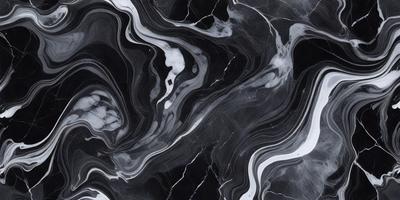 The primary subject of the image is a black and white marble pattern. The setting is a black and white marble countertop, which serves as the background. The visual style is a close-up of the marble pattern, showcasing its intricate details. The colors and mood of the image are predominantly black and white, giving it a classic and elegant appearance.