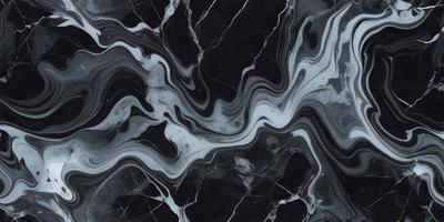 The primary subject of the image is a marble countertop with a black and white pattern. The setting is a kitchen, and the visual style is a close-up of the countertop. The colors and mood of the image are predominantly black and white, giving it a classic and elegant appearance.