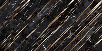 The primary subject of the image is a marble countertop with a gold stripe. The setting is a kitchen, and the visual style is a close-up of the marble countertop. The colors and mood of the image are predominantly black and gold, giving it a luxurious and elegant appearance.