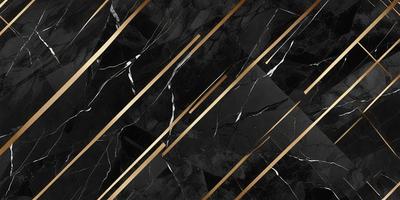 The primary subject of the image is a black and gold marble pattern. The setting is a black and gold marble wall, which serves as the background. The visual style is a combination of a photo and digital art, creating a unique and intricate pattern. The colors and mood of the image are predominantly black and gold, giving it a sophisticated and elegant appearance.
