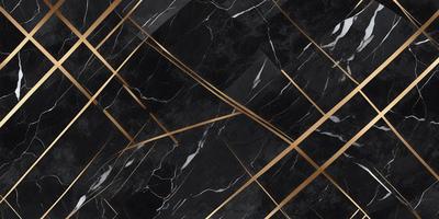 The primary subject of the image is a black and gold marble pattern. The setting is a black and gold marble surface, which serves as the background. The visual style is a close-up of the marble pattern, showcasing the intricate details of the design. The colors and mood of the image are predominantly black and gold, creating a luxurious and elegant atmosphere.