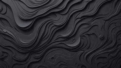 The primary subject of the image is a black sculpture or artwork, possibly a piece of modern art. The setting is a black background, which emphasizes the artwork's form and texture. The visual style appears to be a combination of digital art and illustration, as the artwork is displayed in a digital format. The colors and mood of the image are predominantly dark and moody, with the black background and the artwork's design creating a dramatic and striking visual effect.
