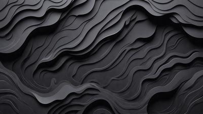 The primary subject of the image is a black and white patterned wall. The setting is a dark room, and the visual style appears to be a combination of a photo and a digital art or illustration. The dominant colors are black and white, creating a moody and dramatic atmosphere.