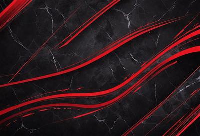 The primary subject of the image is a red line on a black background. The setting is a marble-like surface, which adds a sense of sophistication to the scene. The visual style appears to be a digital art or illustration, as the red line is depicted in a stylized manner. The colors and mood of the image are predominantly dark and dramatic, with the red line standing out against the black background.
