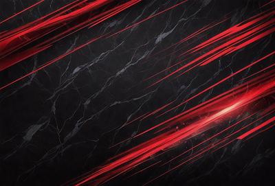 The primary subject of the image is a close-up of a red line on a black background. The setting appears to be a marble wall, which adds a sense of sophistication to the scene. The visual style is a combination of digital art and illustration, creating a striking contrast between the red line and the black background. The colors and mood of the image are predominantly red and bold, evoking a sense of energy and intensity.
