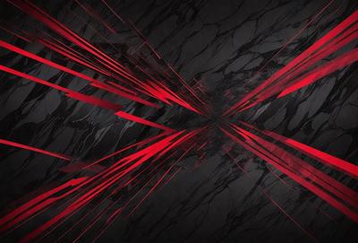 The primary subject of the image is a red and black pattern, which appears to be a digital art or illustration. The setting is a black background, and the visual style suggests that the image is a digital creation. The dominant colors in the image are red and black, creating a bold and striking appearance.