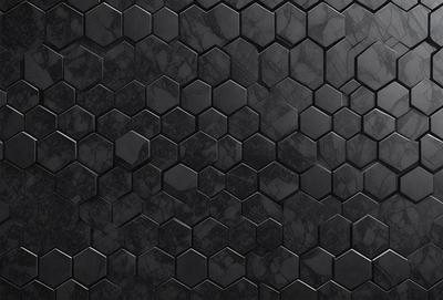 The primary subject of the image is a black and white patterned tile wall. The setting is a black background, and the visual style is a patterned tile wall. The dominant colors are black and white, and the overall atmosphere is a modern and minimalist design.