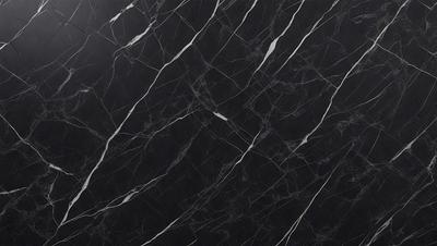 The primary subject of the image is a black marble countertop. The setting is a kitchen, with the countertop being the main focus of the scene. The visual style is a close-up of the marble countertop, showcasing its texture and pattern. The colors and mood of the image are predominantly dark, with the black marble countertop being the main source of contrast.