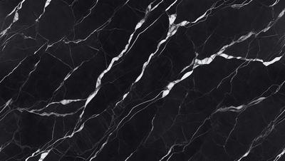 The primary subject of the image is a black and white marble pattern. The setting is a black background, and the visual style is a close-up of the marble pattern. The colors and mood of the image are predominantly black and white, creating a classic and elegant atmosphere.