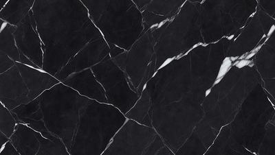 The primary subject of the image is a black and white marble tile. The setting is a black background, which contrasts with the marble tile. The visual style is a close-up of the marble tile, showcasing its texture and pattern. The colors and mood of the image are predominantly black and white, giving it a classic and elegant appearance.