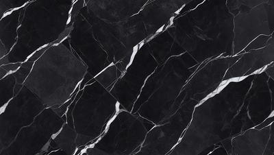 The primary subject of the image is a black and white marble pattern. The setting is a black background, which contrasts with the marble pattern. The visual style is a close-up of the marble pattern, showcasing its intricate details. The colors and mood of the image are predominantly black and white, giving it a classic and elegant appearance.