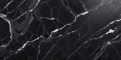 The primary subject of the image is a black marble countertop with a white pattern. The setting is a kitchen, and the visual style is a close-up of the marble countertop. The dominant colors are black and white, creating a sleek and modern atmosphere.