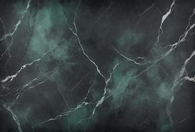 The primary subject of the image is a marble wall with a green tint. The setting is a room with a black and white color scheme. The visual style is a close-up of the marble wall, showcasing its texture and details. The colors and mood of the image are dark and moody, with the green tint adding a touch of sophistication to the overall atmosphere.