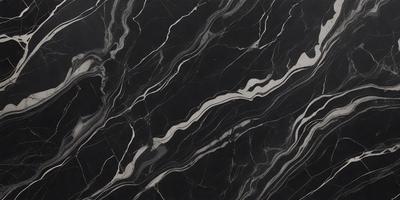 The primary subject of the image is a marble countertop with a black and white pattern. The setting is a kitchen, and the visual style is a close-up of the marble countertop. The colors and mood of the image are predominantly black and white, giving it a classic and elegant appearance.