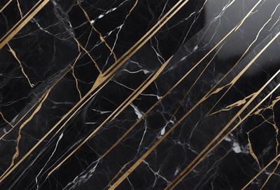 The primary subject of the image is a marble wall with a gold pattern. The setting is a black and white photo, which gives the image a classic and elegant appearance. The visual style is a close-up of the marble wall, highlighting the intricate gold pattern. The colors and mood of the image are predominantly black and white, with the gold pattern adding a touch of warmth and sophistication.