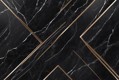 The primary subject of the image is a black and gold marble pattern. The setting is a black and gold marble wall, which serves as the background. The visual style is a close-up of the marble pattern, showcasing the intricate details of the design. The colors and mood of the image are predominantly black and gold, giving it a luxurious and elegant appearance.