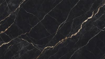 The primary subject of the image is a marble countertop with a black background. The countertop features a gold pattern, giving it a luxurious and elegant appearance. The visual style of the image is a close-up of the marble countertop, showcasing its intricate details and textures. The colors and mood of the image are predominantly black and gold, creating a sophisticated and timeless atmosphere.