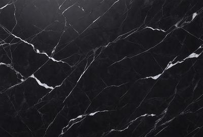 The primary subject of the image is a black marble countertop. The setting is a kitchen, with the countertop being the main focus of the scene. The visual style is a close-up of the marble countertop, showcasing its texture and pattern. The colors and mood of the image are predominantly dark, with the black marble countertop being the main source of contrast.