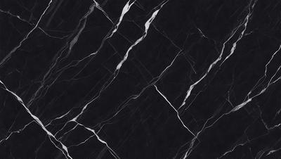 The primary subject of the image is a black and white marble tile. The setting is a black background, which contrasts with the marble tile. The visual style is a close-up of the marble tile, showcasing its texture and pattern. The colors and mood of the image are predominantly black and white, giving it a classic and elegant appearance.