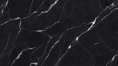 The primary subject of the image is a black and white marble tile. The setting is a black background, which contrasts with the marble tile. The visual style is a close-up of the marble tile, showcasing its texture and pattern. The colors and mood of the image are predominantly black and white, giving it a classic and elegant appearance.