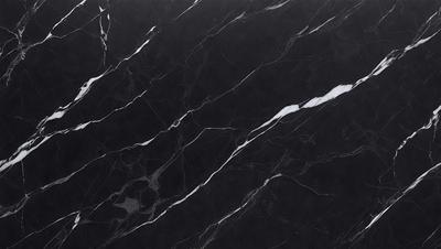 The primary subject of the image is a marble countertop with a black and white pattern. The setting is a kitchen, and the visual style is a close-up of the marble countertop. The colors and mood of the image are predominantly black and white, giving it a classic and elegant appearance.
