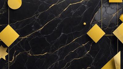 The primary subject of the image is a yellow key, which is placed on a black marble countertop. The setting is a black and gold marble countertop, which adds a luxurious and elegant touch to the scene. The visual style of the image is a close-up of the yellow key, highlighting its color and texture. The colors and mood of the image are predominantly black and gold, creating a sophisticated and stylish atmosphere.
