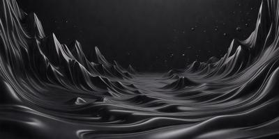 The primary subject of the image is a mountain range, which is depicted in a black and white style. The setting is a dark, starry night, with the mountains and the sky as the main focus. The visual style is a combination of a photo and a drawing, creating a unique and artistic representation of the mountain range. The colors and mood of the image are predominantly dark, with the contrasting white stars adding a touch of brightness to the scene.