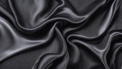 The primary subject of the image is a close-up of a black fabric, possibly a piece of clothing or a curtain. The setting is a dark background, which emphasizes the fabric's texture and pattern. The visual style appears to be a photo, as it captures the details of the fabric. The colors and mood of the image are predominantly dark, with the black fabric being the main focus.