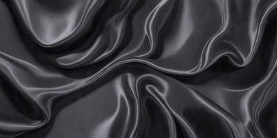 The primary subject of the image is a close-up of a black fabric, possibly a piece of clothing or a curtain. The setting is a dark background, which emphasizes the fabric's texture and pattern. The visual style appears to be a photo, as it captures the details of the fabric. The colors and mood of the image are predominantly dark, with the black fabric being the main focus.