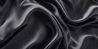 The primary subject of the image is a close-up of a black fabric, possibly a piece of clothing or a curtain. The setting is a dark room, and the visual style appears to be a photo. The colors and mood of the image are predominantly dark and moody, with the black fabric being the main focus.