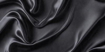 The primary subject of the image is a close-up of a black fabric, possibly a piece of clothing or a curtain. The setting is a dark background, which emphasizes the fabric's texture and pattern. The visual style is a black and white photo, giving the image a classic and timeless appearance. The colors and mood are predominantly dark and moody, with the black fabric serving as the focal point of the image.