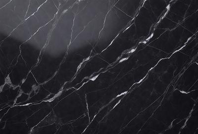 The primary subject of the image is a marble countertop with a black background. The countertop features a pattern of white and black stripes, giving it a unique and elegant appearance. The visual style of the image is a close-up of the marble countertop, showcasing its intricate design and texture. The colors and mood of the image are predominantly black and white, creating a sophisticated and timeless atmosphere.