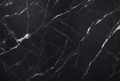 The primary subject of the image is a marble countertop with a black and white pattern. The setting is a kitchen, and the visual style is a close-up of the marble countertop. The colors and mood of the image are predominantly black and white, giving it a classic and elegant appearance.