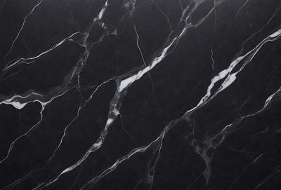 The primary subject of the image is a marble wall with a black and white pattern. The setting is a room with a black and white marble floor. The visual style is a close-up of the marble wall, showcasing its intricate design. The colors and mood of the image are predominantly black and white, giving it a classic and elegant appearance.
