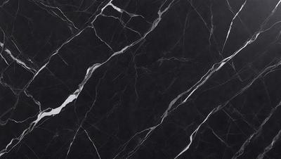 The primary subject of the image is a marble countertop with a black and white pattern. The setting is a kitchen, and the visual style is a close-up of the marble countertop. The colors and mood of the image are predominantly black and white, giving it a classic and elegant appearance.